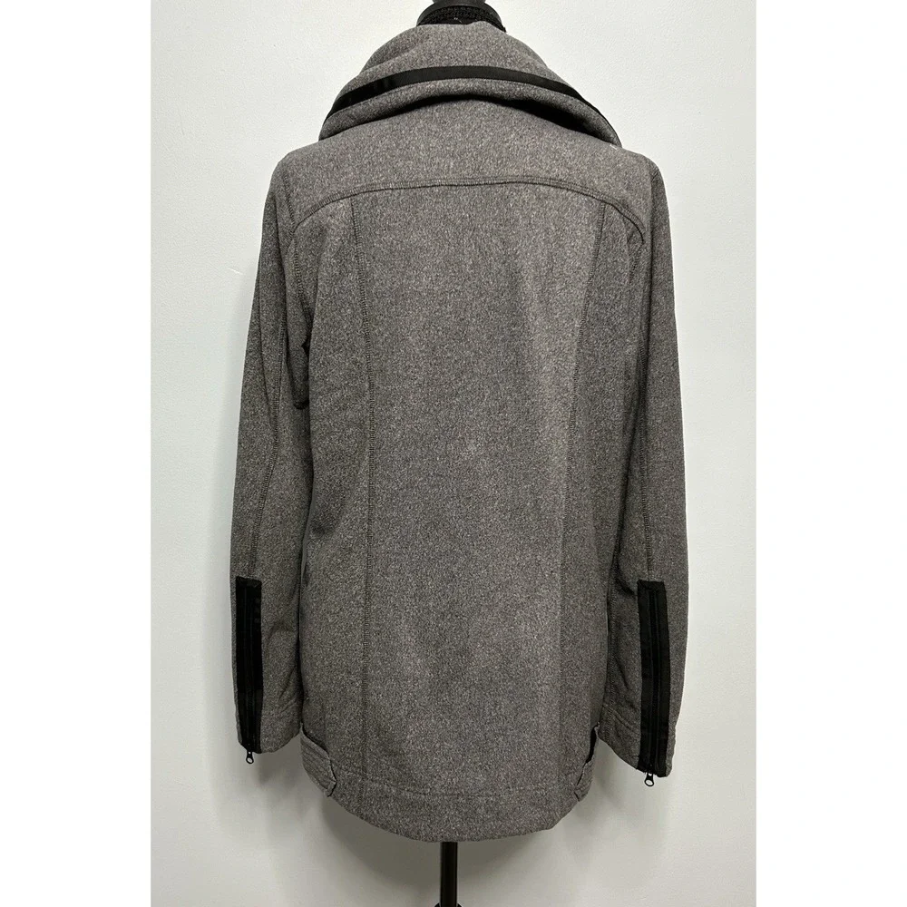Lululemon Gray Asymmetrical Zip Funnel Neck Fleece Jacket‎ Womens 6 Moto Style